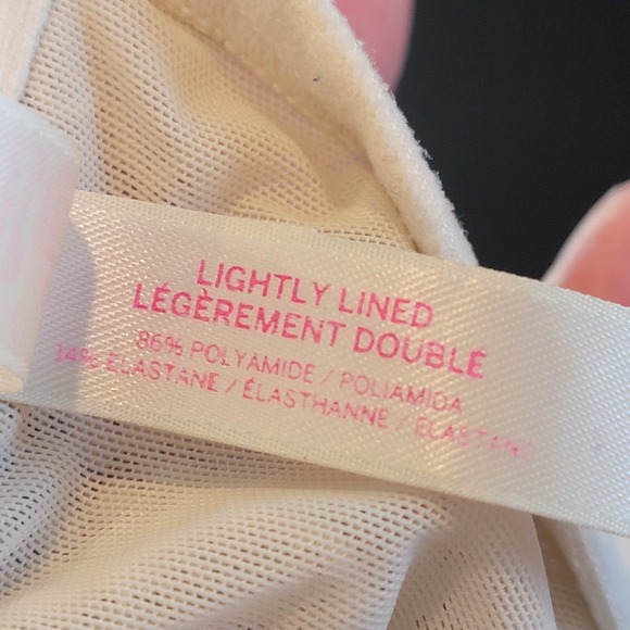 Victoria's Secret PINK Lightly Lined Bra Ivory Off White Lace Peek A Boo Medium - Picture 8 of 8